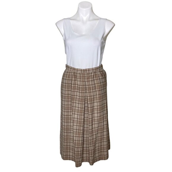 Pendleton Vintage Beige Plaid 100% Virgin Wool Pencil Skirt, Women's Size 10 - Picture 1 of 9